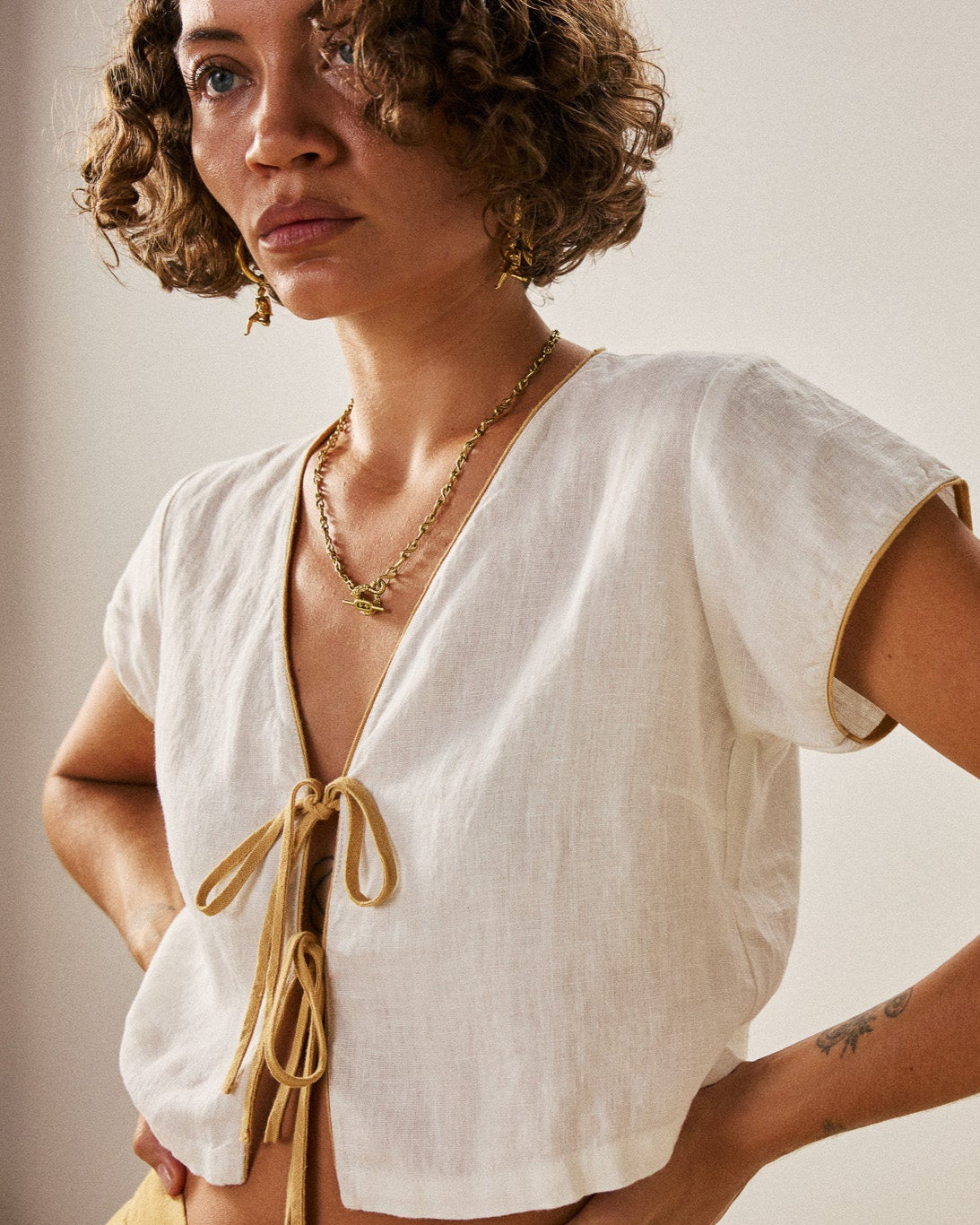 Erin Drawstrings French Linen Shirt
