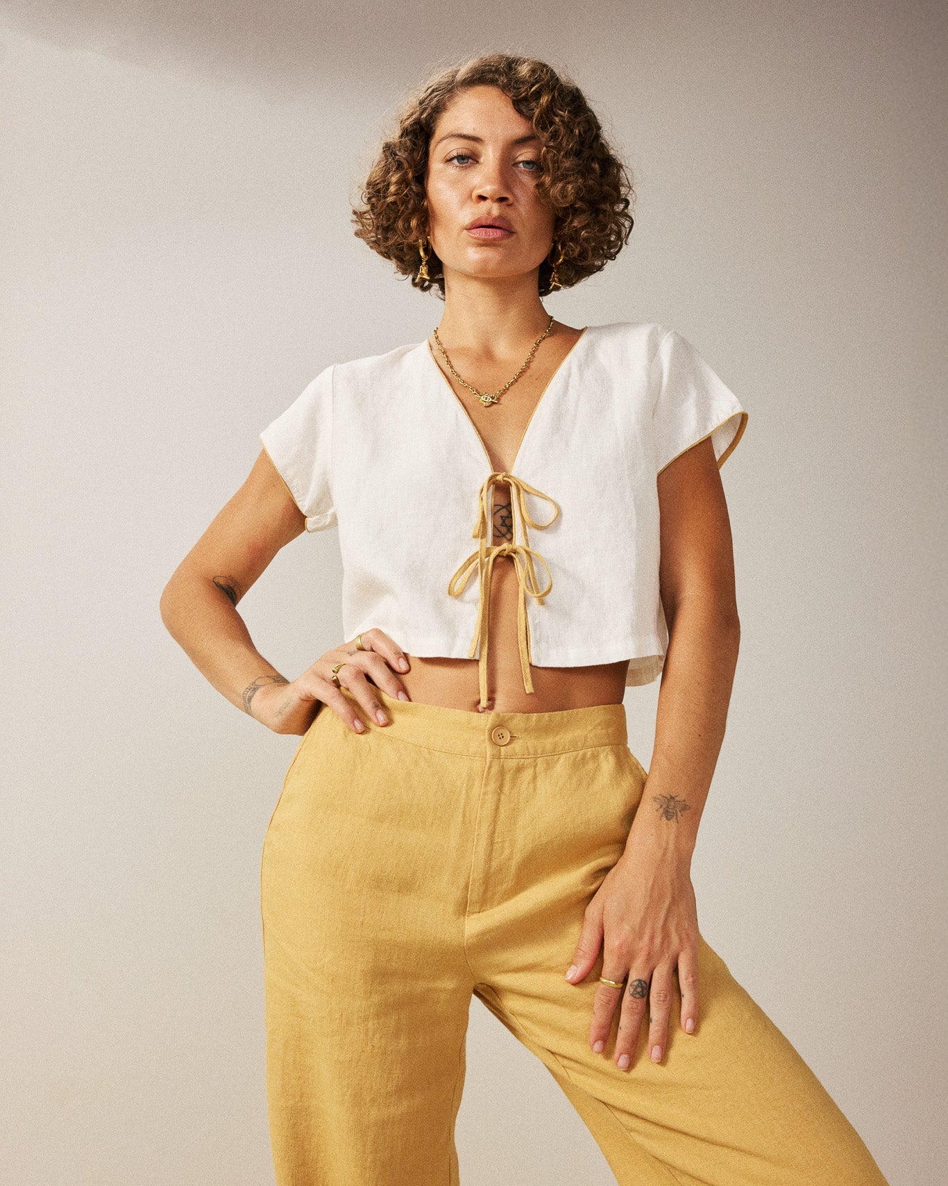 Erin Drawstrings French Linen Shirt