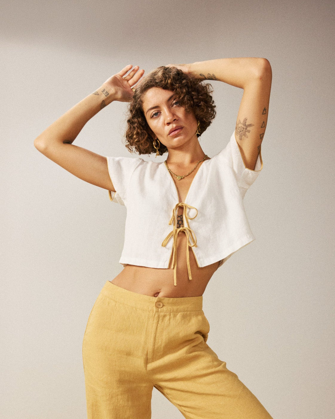 Erin Drawstrings French Linen Shirt