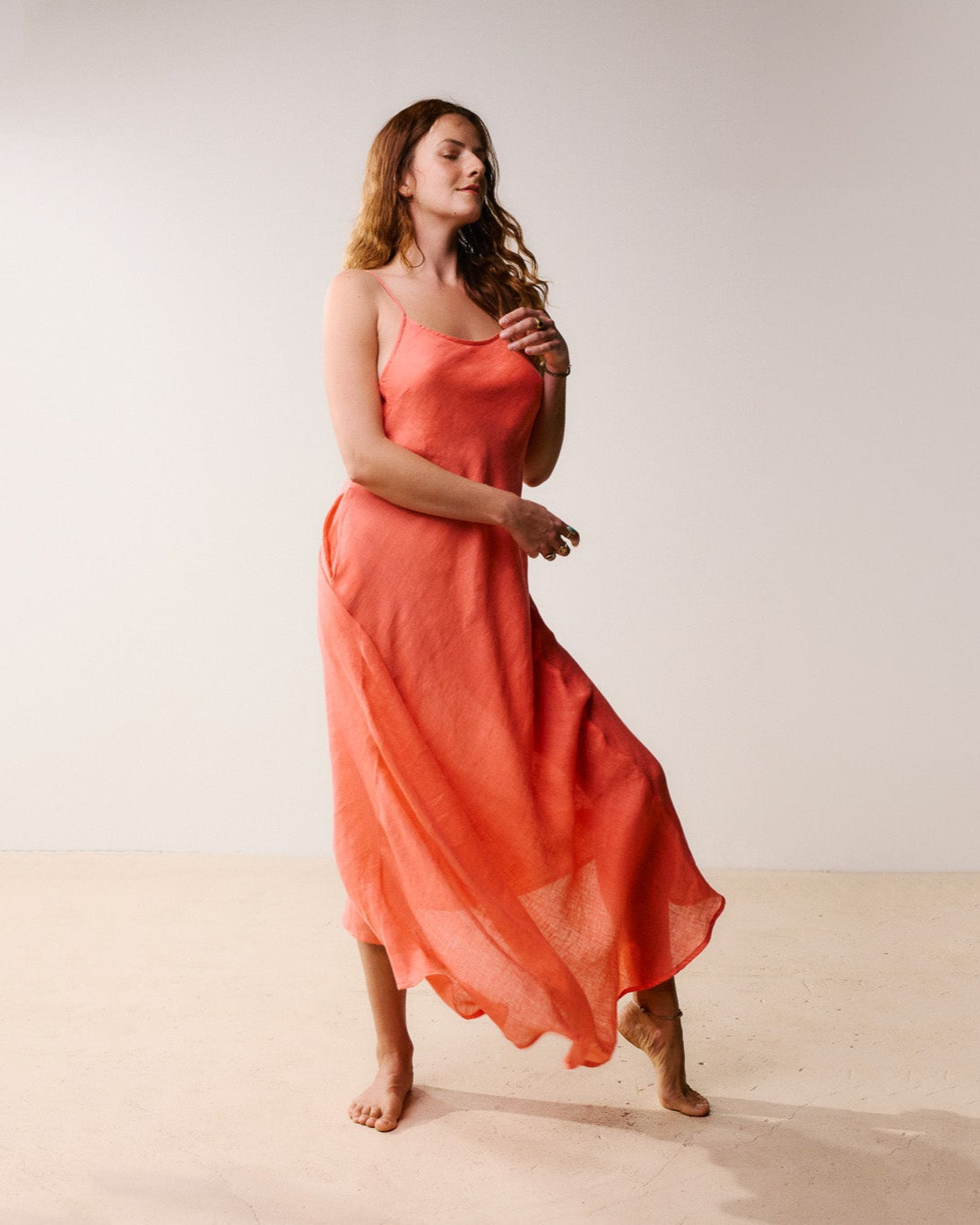 Nafisseh Bias Maxi French Linen Dress