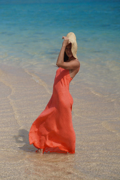 Nafisseh Bias Maxi Linen Dress