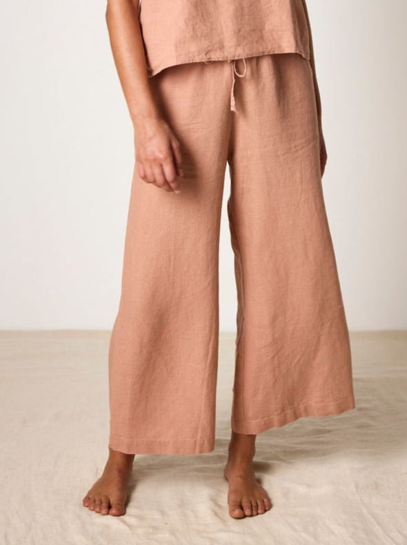 ISABELLA V. Finest French Linen Bella Pants Rose Pink