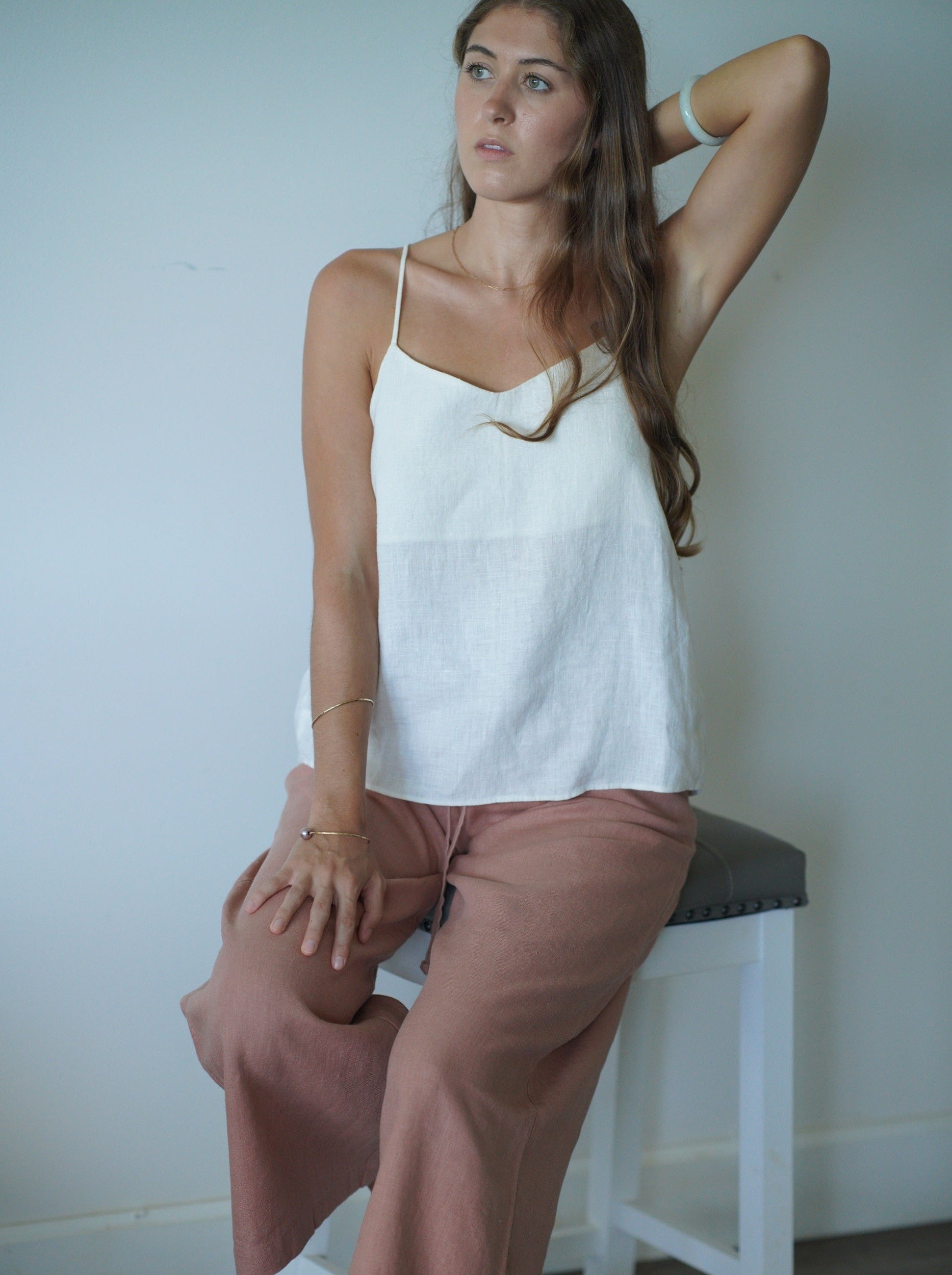 Bella French Linen Drawstring Top