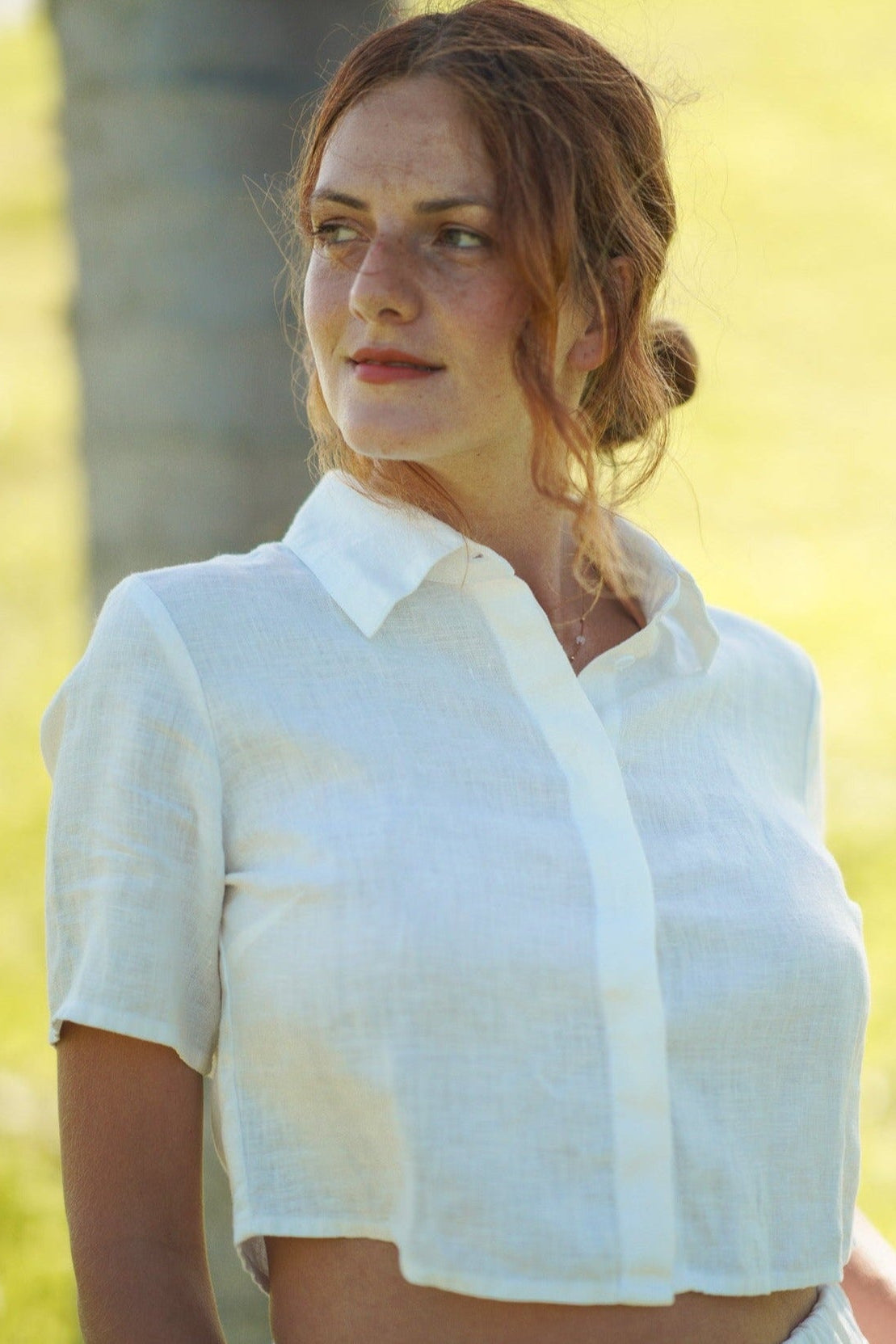 Elsa European Linen Crop Shirt