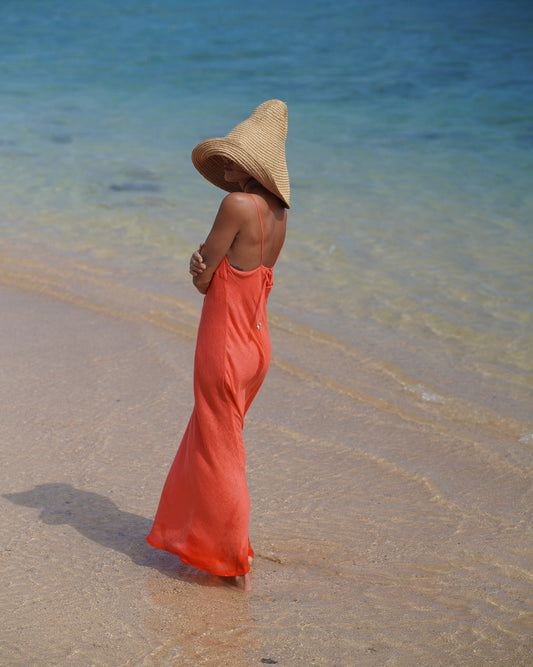 Nafisseh Bias Maxi French Linen Dress