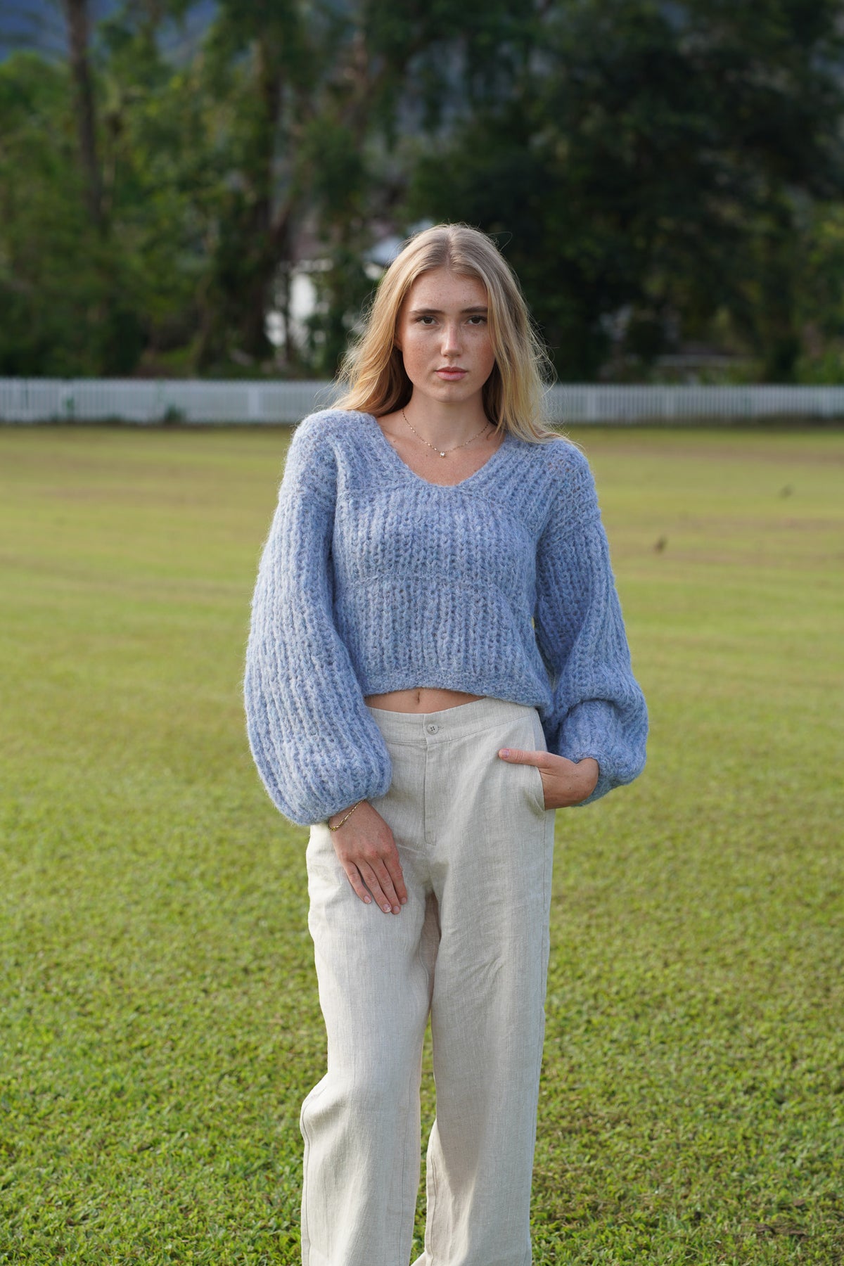 Baby blue women alpaca sweater