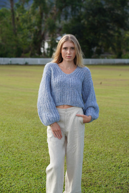 Baby blue women alpaca sweater