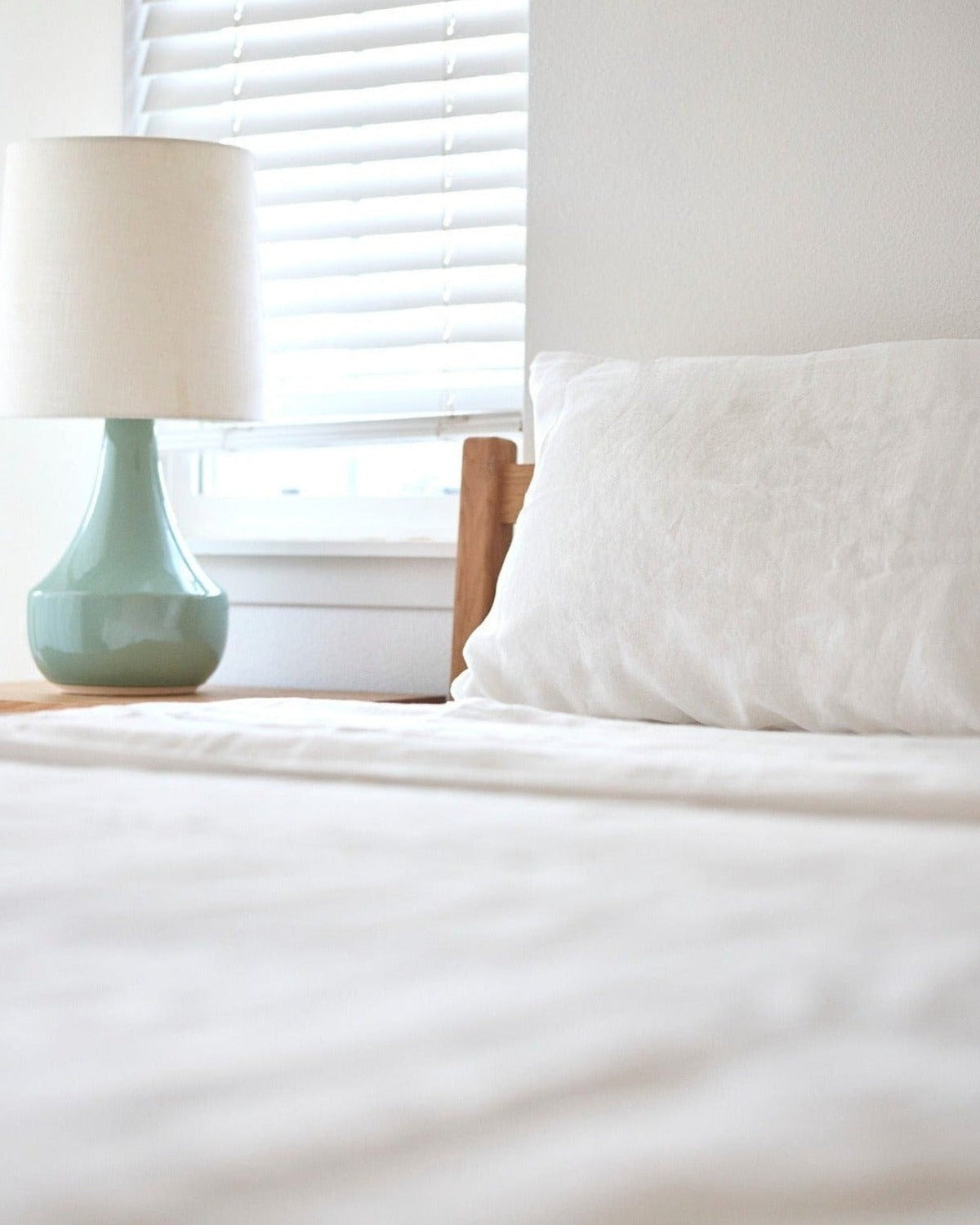 Linen bedding in morning light