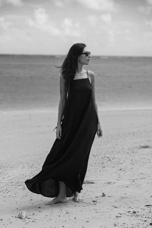 Flora Maxi French Linen Dress